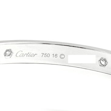 【Cartier】カルティエ ダイヤモンド 4P(約0.4ct) ラブブレスレット ハーフダイヤモンド バングル 新型 #16 K18WG ホワイトゴールド <純正ドライバー付き>【中古】MJP