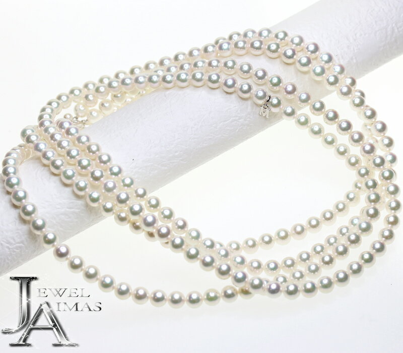 【MIKIMOTO】ミキモト パール 真珠 7.3mm-7.5mm ロング 2連パール ロングネックレス Mチャーム K18WG クラスプ ホワイトゴールド【中古】MJJEのサムネイル