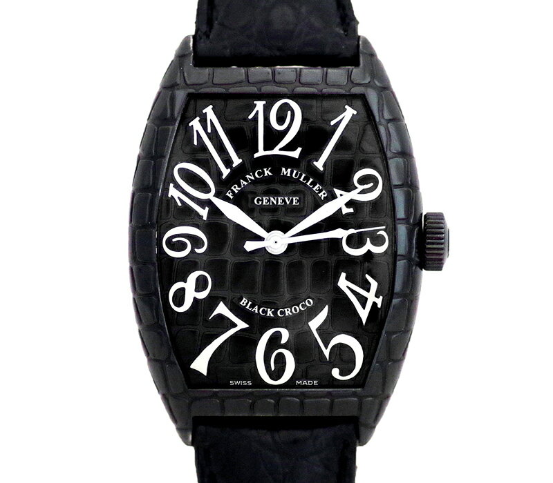 【セール】【FRANCK MULLER】フランクミュラー トノーカーベックス ブラッククロコ 8880SC BLK CRO 黒 ブラック 文字盤 SS ステンレス 純正クロコベルト 純正尾錠 メンズ 自動巻き【中古】【送料無料】【腕時計】