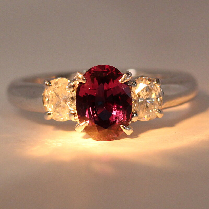 アレキサンドライト　1.25ct　ダイヤモンド　0.41ct　リング　11号　PT900　プラチナ　クリソベリル　＜カラーチェンジ＞＜中央宝石ソーティング付＞【中古】【ジュエリー】ZPJE