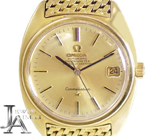 【希少品】【OMEGA】オメガ Cライン コンステレーション 168.009 ジェラルドジェンタ Cal.564 クロノメーター ゴールド シャンパン 文字盤 K18 750 YG イエローゴールド 金無垢 純正ブレス メンズ 自動巻き アンティーク ヴィンテージ ジェラルドジェンダ【中古】【腕時計】