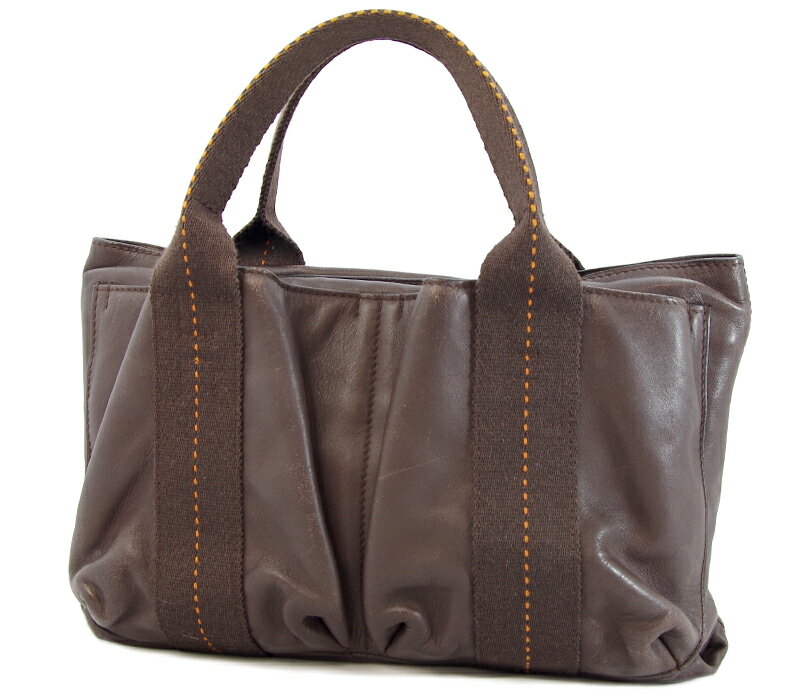 【HERMES】エルメス キャラバンオリゾンタルPM キャンバス ヴォーデルマ レザー ブラウン オレンジステ..