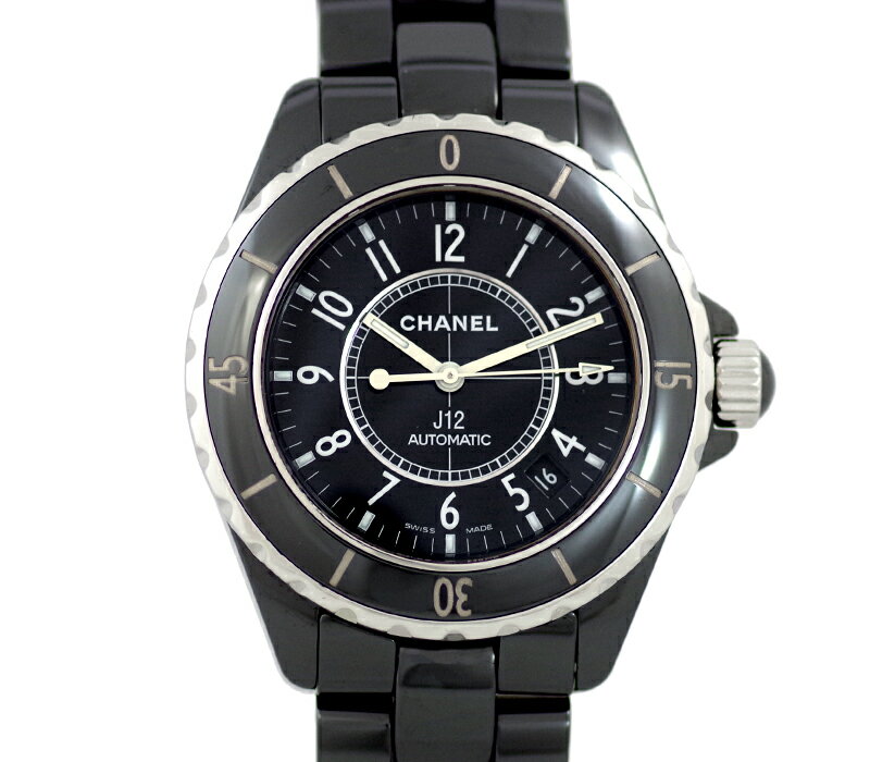 【CHANEL】シャネル J12 38mm H0685 200m防水 デイト 黒 ブラック 文字盤  ...