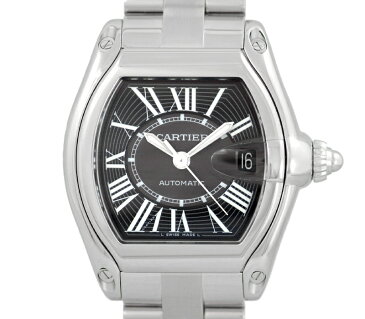 【スーパーSALE10%オフ!】【Cartier】カルティエ ロードスター LM W62041V3 100m防水 330ft デイト 黒 ブラック 文字盤 SS ステンレス メンズ 自動巻き【中古】【腕時計】