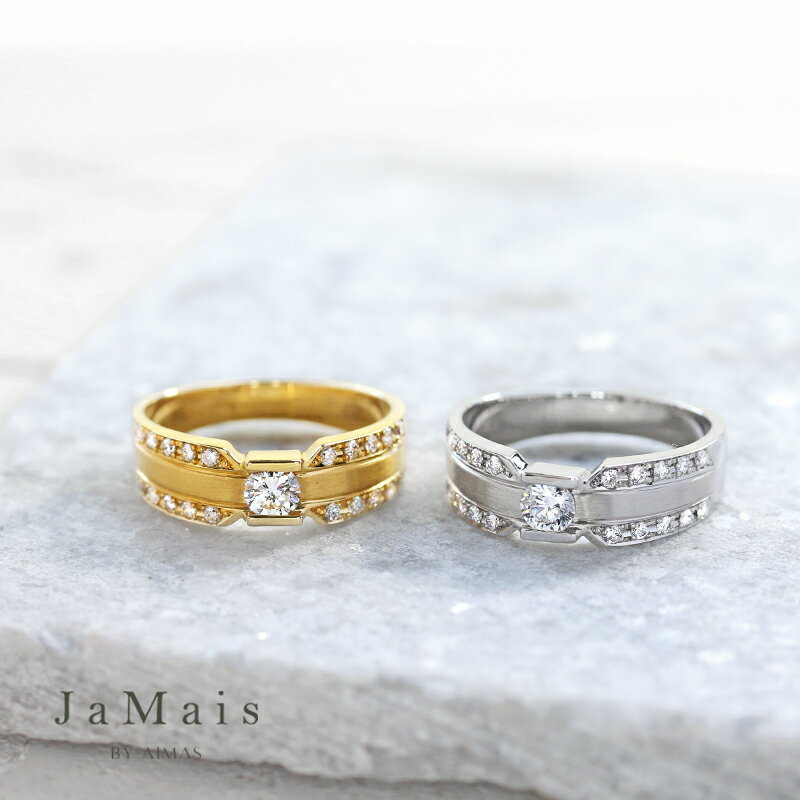 樂天商城 - 【JaMais】ダイヤモンド 0.2ct リング 12号 PT900 K18YG プラチナ 18金 イエローゴールド 指輪 ラウンド ソリティアリング 一部艶消し マット加工 シンプル メンズジュエリー メンズリング ユニセックス 彼氏 幅広 ダイヤリング 4月誕生石 金剛石【Original Jewelry】