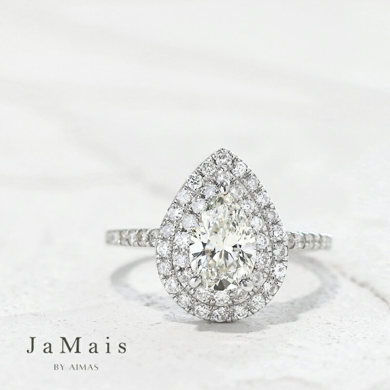 樂天商城 - 【JaMais】Double -ドゥブル- ダイヤモンド 1.074ct(L VS-2) リング 11.5号 PT900 プラチナ 指輪 ペアシェイプ ティアドロップ 二重取り巻き ヘイロー 1ctアップ ダイヤリング ギフト プレゼント 4月誕生石 金剛石 ＜ソーティング＞【Original Jewelry】RLL.I