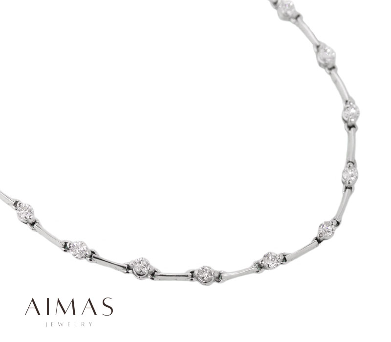 ダイヤモンド 2.82ct ネックレス K18WG ホワイトゴールド 18金 ダイヤネックレス チョーカー シンプル 金剛石 4月誕生石【中古】【ジュエリー】【送料無料】RYP.MI