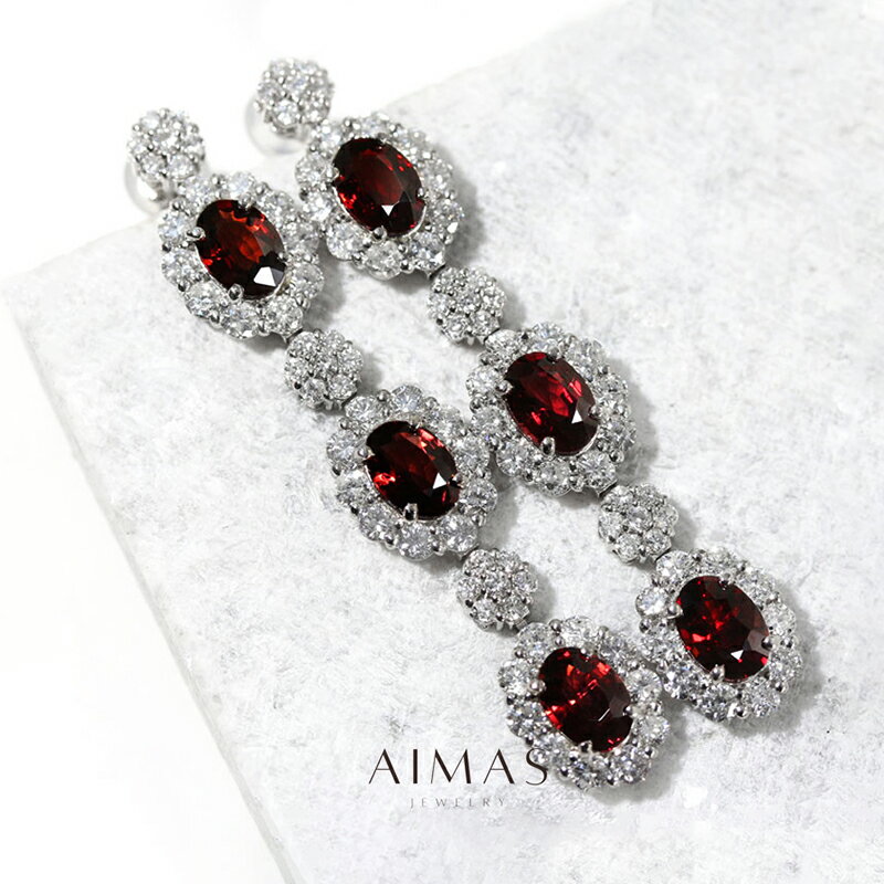 【セール】レッドスピネル 2.56ct/2.56ct ピアス PT900 プラチナ ダイヤモンド ダイヤ取り巻き ヘイロー フラワー お花 揺れる ギフト プレ...