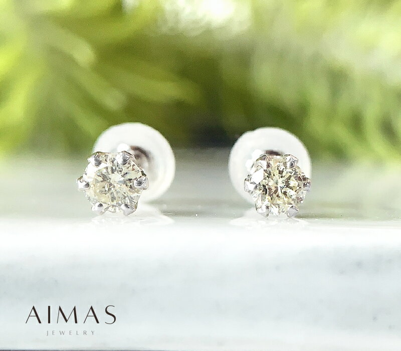 イエローダイヤモンド 0.17ct/0.17ct (計：0.34ct) 一粒ダイヤ ダイヤモンドピアス ダイヤピアス PT900 プラチナ 色石 金剛石【新品】【ジュエリー】【送料無料】RMB.T