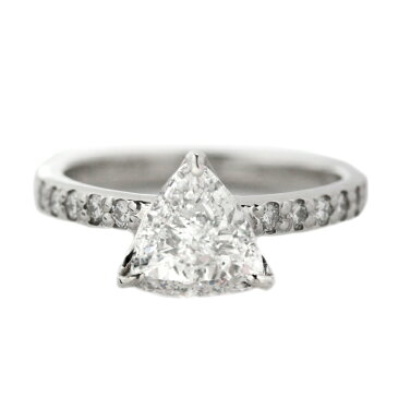メインダイヤモンド(F I-1) 1.041ct メレダイヤモンド 0.34ct トリリアントカット トライアングル 三角形 ダイヤモンドリング ダイヤリング 12号 PT900 プラチナ【新品】【ジュエリー】RML.T