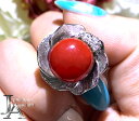 血赤珊瑚 約12.8mm リング 10.5号 PT900 プラチナ ダイヤモンド 指輪 フラワー 花 ペタル ヘアライン シルクライン 珊瑚リング サンゴリング 丸玉 3月誕生石【中古】【ジュエリー】【送料無料】RZL.T