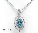 トリートブルーダイヤモンド 1.383ct ネックレス PT900/PT850 プラチナ ペンダント マーキスカット ダイヤ取り巻き 1ctアップ 4誕生石 <ソーティング> 色石 金剛石【新品】【ジュエリー】【送料無料】RMJE.T(4)