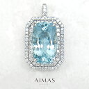 アクアマリン 15.76ct ペンダントトップ PT950 プラチナ ダイヤモンド ダイヤ取り巻き 二重取り巻き ヘイロー アクアマリンペンダントトップ ペントップ クッションカット 大粒 大ぶり 豪華 プレゼント 3月誕生石 【新品】【ジュエリー】【送料無料】RLG.TN