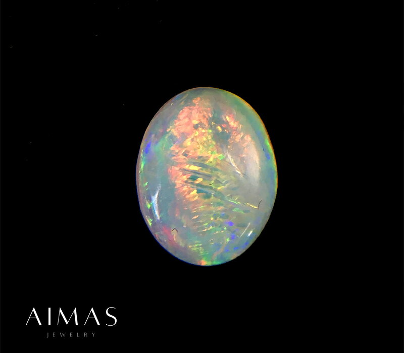 【セール】ホワイトオパール 2.51ct ルース ◆ オーバル カボション ドーム バフトップ オパールルース 2ctアップ 10月誕生石 裸石 遊色効果【ルース 送料無料】RMM.E/BS 【製品へのオーダー加工承ります】