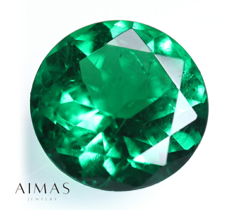 エメラルド コロンビア産vivid green 1.24ct ラウンドカット ラウンドブリリアントカット エメラルドルース ルース 裸石 ＜AIGS鑑別書・産地証明付き＞ 緑玉【ルース】【送料無料】RMJE.E/BS 【製品へのオーダー加工承ります。】