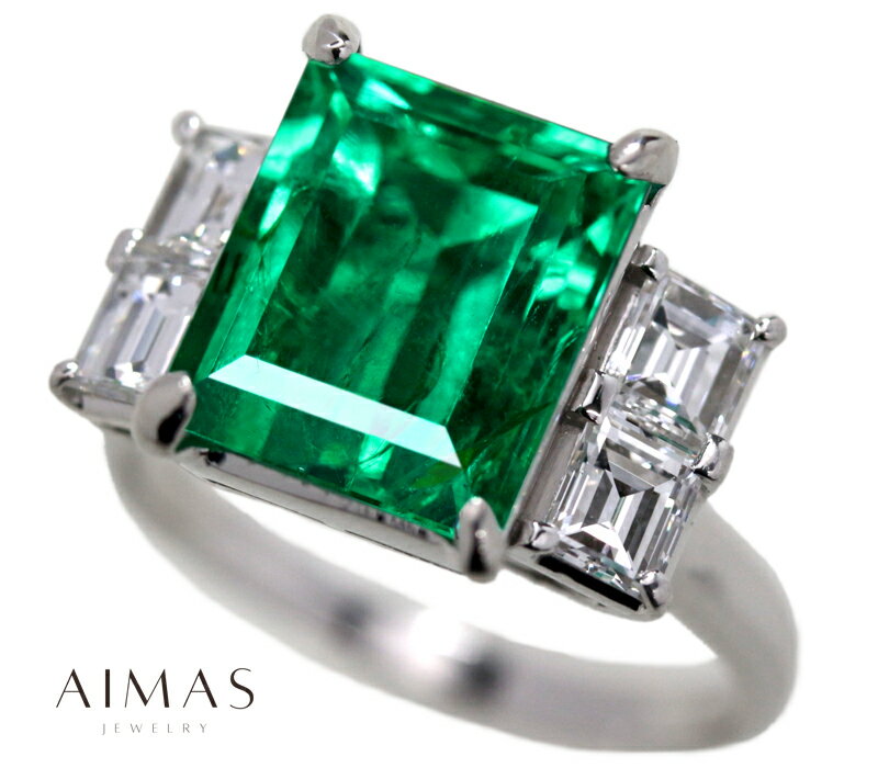 エメラルド 5.11ct リング 14号 PT900 プラチナ 指輪 ダイヤモンド F1マイナー/Minor エメラルドカット スクエア 大粒 5ctアップ 5...