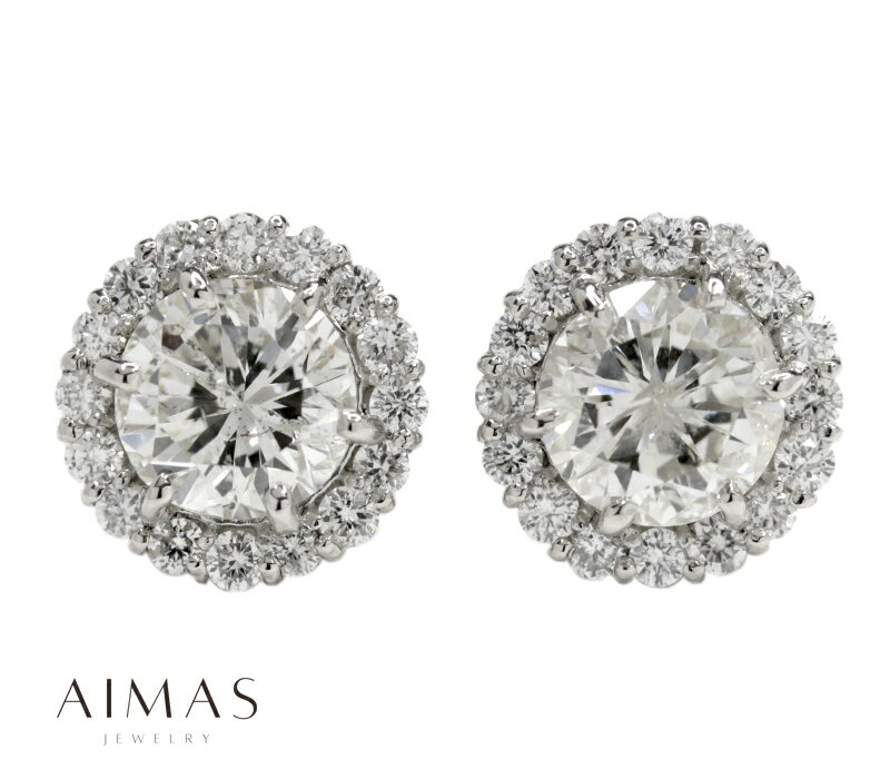 【セール】メインダイヤモンド 1.058ct (J I1) / 1.008ct (K SI2) ピアス PT900 プラチナ 無色透明 カラーレス ラウンドブリ...