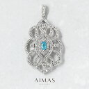 パライバトルマリン 0.17ct ペンダントトップ PT900 プラチナ ダイヤモンド マーキスカット ダイヤ取り巻き フラワー お花 ブラジル産 透かし装飾 ...