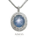 【セール】ミャンマー産非加熱ブルースターサファイア 21.97ct ネックレス K18WG/PT900 ホワイトゴールド プラチナ 18金 ペンダント 二重取り...