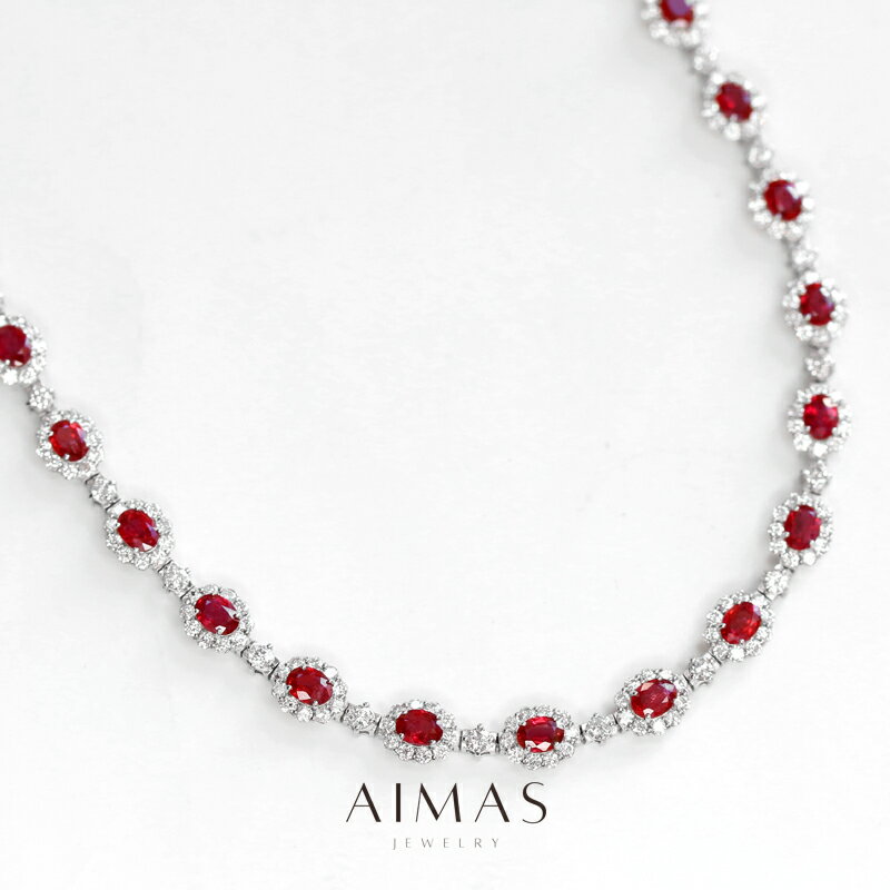 ルビー 10.27ct ネックレス PT850/PT900 プラチナ ダイヤモンド オーバル 楕円 ダイヤ取り巻き テニスネックレス ヘイロー ギフト プレゼント 贈り物 パーティー ゴージャス ハイジュエリー 7月誕生石【新品】【ジュエリー】【送料無料】RLJE.MA