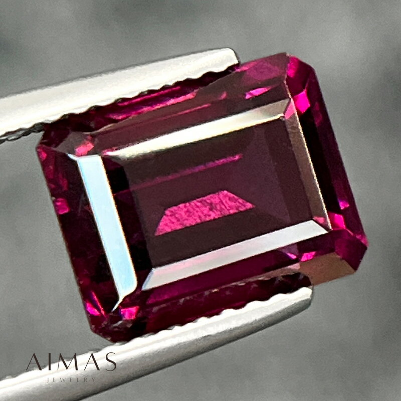 【セール】グレープガーネット 3.6ct ルース ◆ ロードライトガーネット エメラルドカット ステップカット スクエア ロードライトガーネットルース グレープガーネットルース 3ctアップ 1月誕生石 裸石【ルース 送料無料】【製品へのオーダー加工承ります】RLR.MA