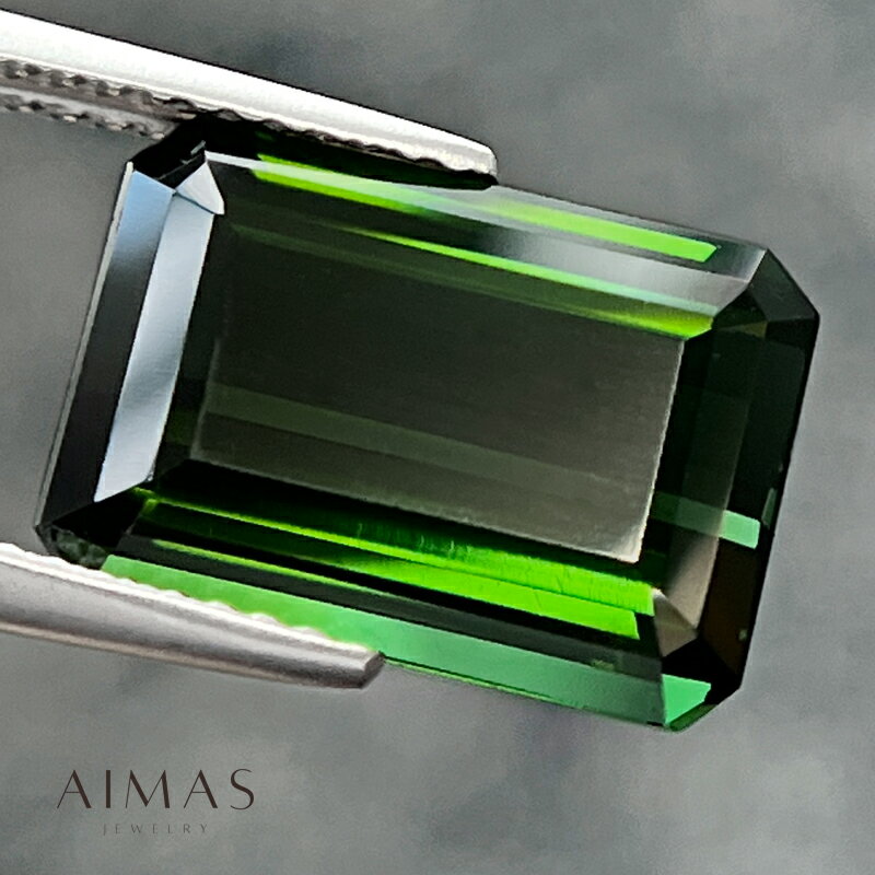 【セール】グリーントルマリン 6.25ct ルース ◆ ステップカット 長方形 レクタングル 四角 スクエア 大粒 10月誕生石 裸石【ルース 送料無料】【製品へのオーダー加工承ります】RLL.MA