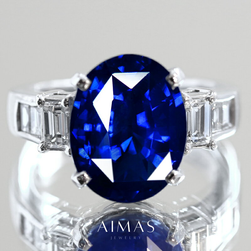 【セール】スリランカ産ロイヤルブルーサファイア 5.6ct リング 7号 PT900 プラチナ 指輪 サファイヤ ダイヤモンド オーバル 楕円 サイドメレ 産地...