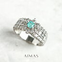 パライバトルマリンリング 0.15ct リング 11号 PT900 プラチナ 指輪 ダイヤ取り巻き ヘイロー フラワー お花 パライバリング 希少石 レアストーン 10月誕生石 【中古】【ジュエリー】【送料無料】RRJ.TM