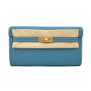 【HERMES】エルメス ケリーロング トゥーゴー ブルージーン ブルー系 クラッチ ウォレット ケリーウォレット 2WAY バッグ ゴールド 金具 Kelly...