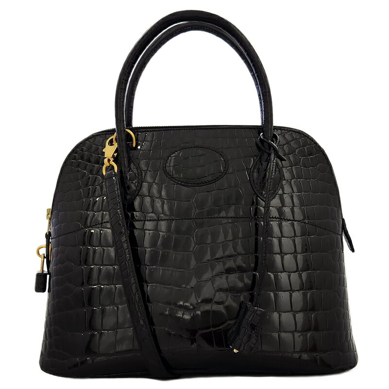 【HERMES】エルメス ボリード 31 ポロサス クロコ クロ 黒 ゴールド金具 2WAY ハンド ショルダー バッグ ストラップ 【中古】【送料無料】RGL.TM
