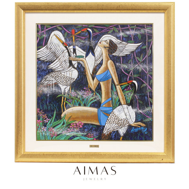 【劉一鵬】LIU YIPENG リュウイッポウ 美人画 瞑想 肉筆 原画 絵画 現代アート 中国人作家 海外作家【美術品】 RGJ.TM