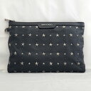 【JIMMY CHOO】ジミーチュウ スタースタッズ メンズ クラッチバッグ DEREK BLACK GUN METAL 黒 ブラック シルバー金具 ガンメタ ...