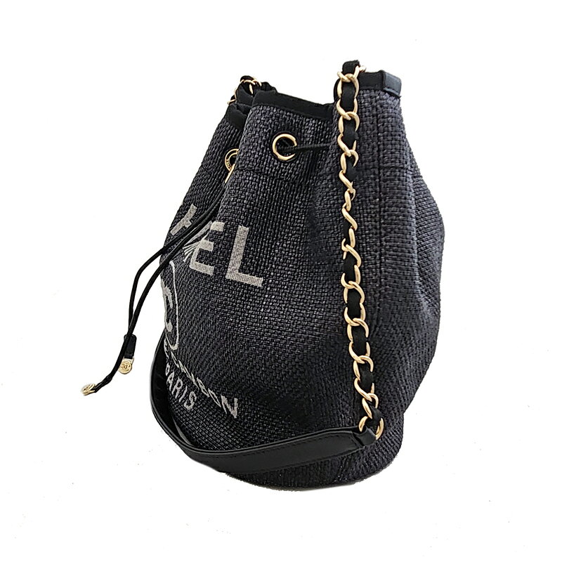 【セール】【CHANEL】シャネル ドーヴィル A57536 ショルダーバッグ ハンドバッグ 巾着 チェーンショルダー バケット ブラック 黒系 ゴールド金具 27番台 ココマーク 【中古】 【送料無料】RRJE.TM