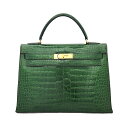 【HERMES】エルメス ケリー32 グリーン系 ポロサス クロコダイ...(4)