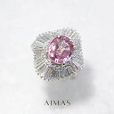 ピンクスピネル 1.88ct リング 10号 PT900 プラチナ 指輪 ダイヤモンド ダイヤ取り巻き ヘイロー オーバル 菱形 ウェーブ 1ctアップ 8月誕生石 希少石 レアストーン 【中古】【ジュエリー】【送料無料】RRJE.MO(4)
