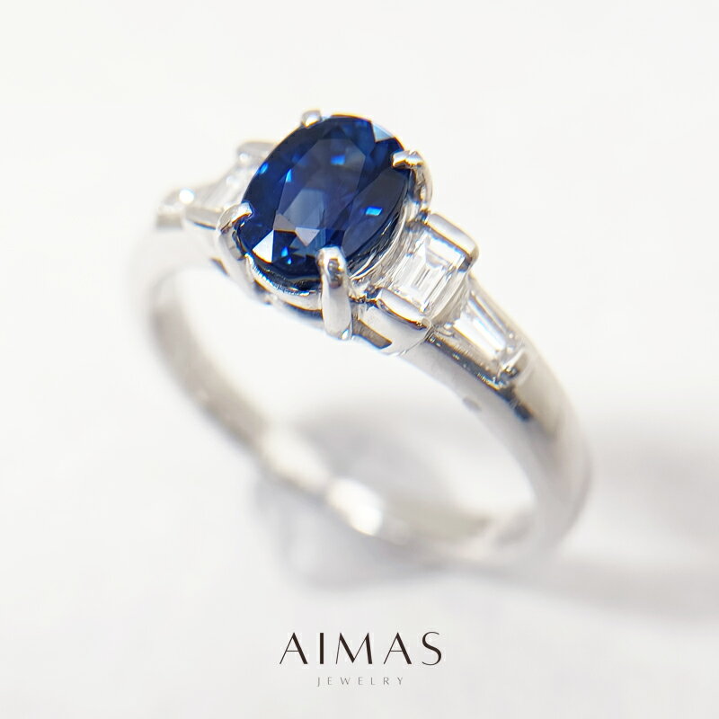 【セール】ブルーサファイア 1.087ct リング 10号 PT900 プラチナ ダイヤモンド 指輪 サファイアリング サファイヤ オーバルカット 楕円 シンプル 普段使い デイリー 1ctアップ 9月誕生石 ＜ソーティング＞ 【中古】【ジュエリー】【送料無料】RRJ.MO