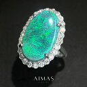 ブラックオパール 7.05ct リング 12号 PT900 プラチナ 指輪 ダイヤモンド ダイヤ取り巻き ヘイロー ブラックオパールリング オーバル 楕円 遊色効果 プレイオブカラー 大粒 大ぶり 豪華 ギフト プレゼント 10月誕生石【新品】【ジュエリー】【送料無料】RLR.TN