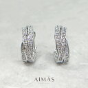 ダイヤモンド 0.83ct/0.83ct イヤリング K18WG ホワイトゴールド 18金 ダイヤモンドイヤリング ラウンドカット メレダイヤ 3連 フープ ウ...