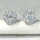 メインダイヤモンド 1.168ct(H I1)/1.042ct(G I1) ピアス PT900 プラチナ ダイヤ取り巻き ヘイロー ラウンドブリリアント ダイヤ...