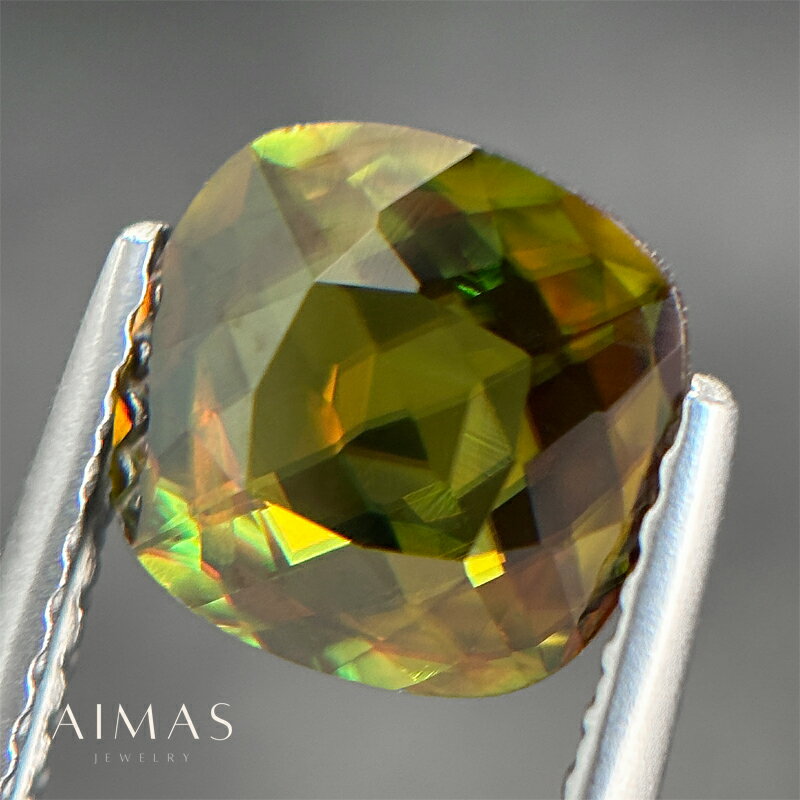 クロムスフェーン 1.65ct ルース ◆ クッションカット スクエア 四角 スクエア クロムスフェーンルース 1ctアップ 7月誕生石 裸石 希少石 レアストーン【ルース 送料無料】【製品へのオーダー加工承ります】RLJE.R