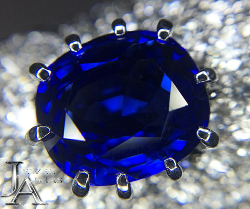 【ジュエリー】スリランカ産 サファイア 5.32ct ダイヤモンド 6.1ct ロイヤルブルー サファイアリング 13号 PT900 Sri Lanka Royal Blue Vivid Blue GRS【中古】