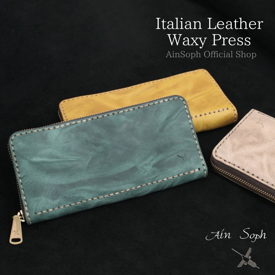 Rakuten - 【公式】 Ain Soph アインソフ イタリアンレザー ラウンドファスナー長財布 DA993-WPS 手縫いステッチ 日本製 メンズ レディース