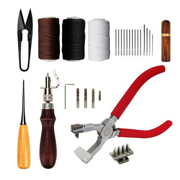 レザークラフト クラフトキット 道具 工具 革 皮 レザー PUレザー 牛革 鰐革 手縫い 手作り DIY 革細工 初心者 セット ツール 簡単 工具セット プレゼント サイレント菱目打ち 道具 菱目打ち キット 蝋引き糸付き マルチステッチンググルーバー