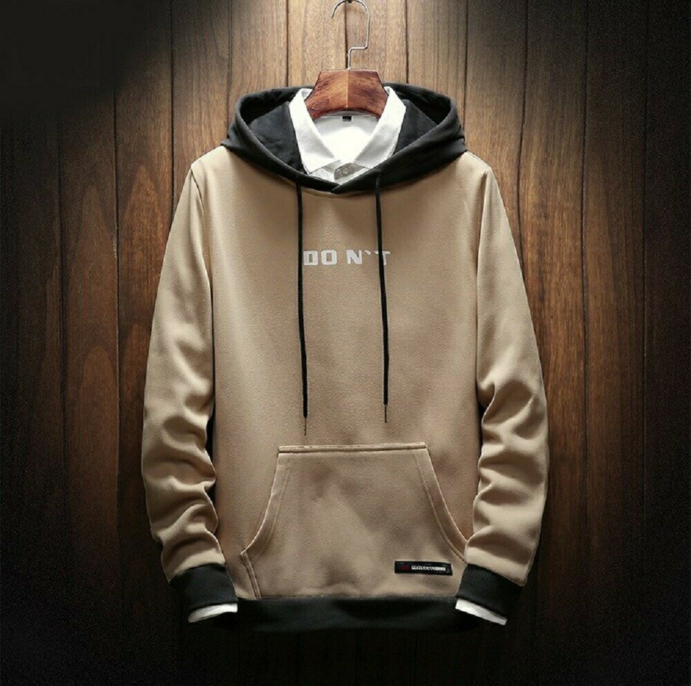 楽天AiO　Online　Store【人気商品】【在庫限り】 DON’Tパーカー ビッグシルエットパーカー 長袖 秋服 冬服 フード付き スウェットパーカー シンプル カジュアル プルオーバー 秋冬春 トップス 原宿系 衣装 メンズ レディース ユニセックス 派手 ベージュ 韓流 韓国