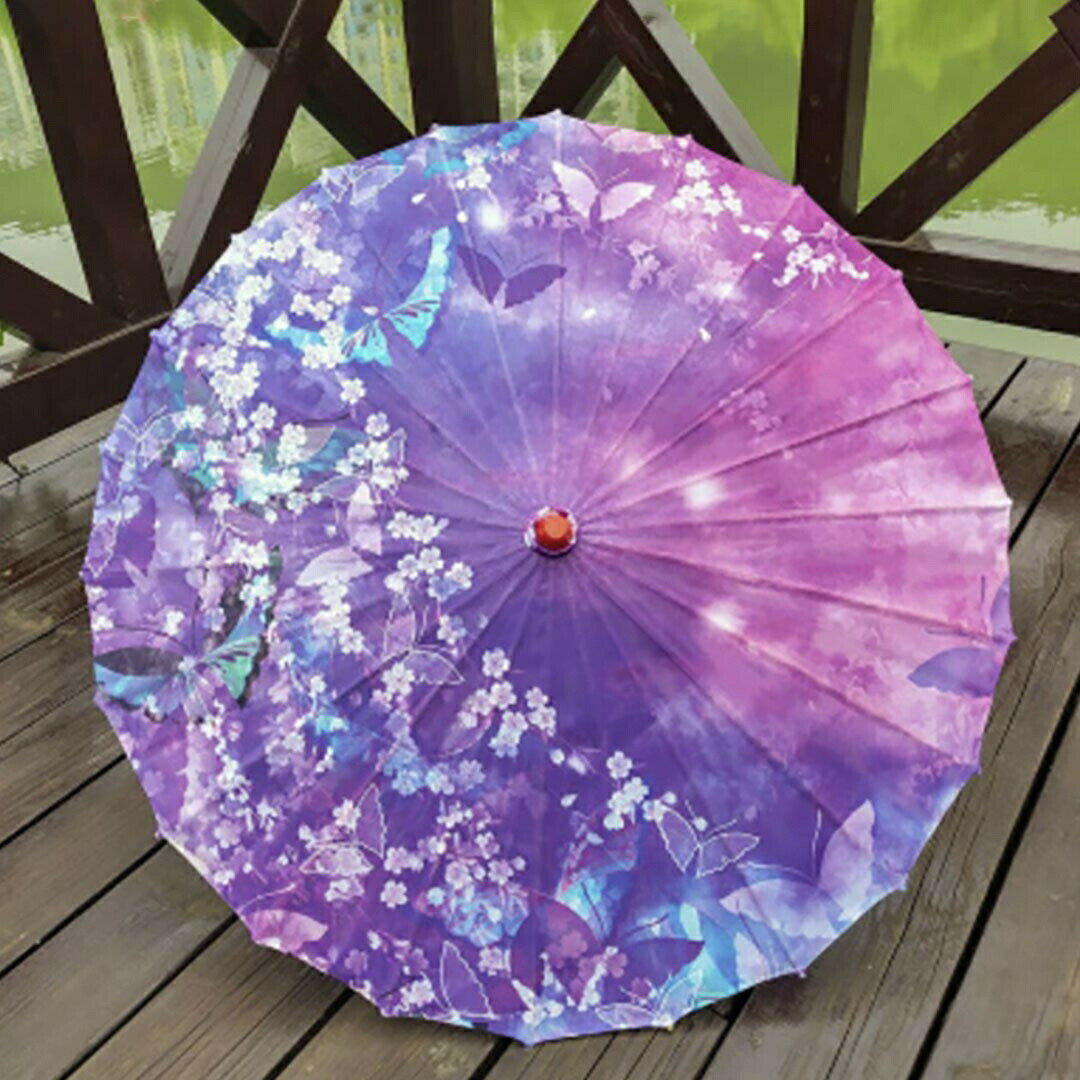 【予約商品】傘 和傘 紫 パープル 蝶 日傘専用 和風傘 かさ 木製 和風 和柄 レディース UVカット SNS 撮影用 アンブレラ ゴシック クラシック 日傘 婦人傘 パラソル クラシカル ゆめかわ 遮光 女性 男性 レトロ 軽量 個性 おしゃれ
