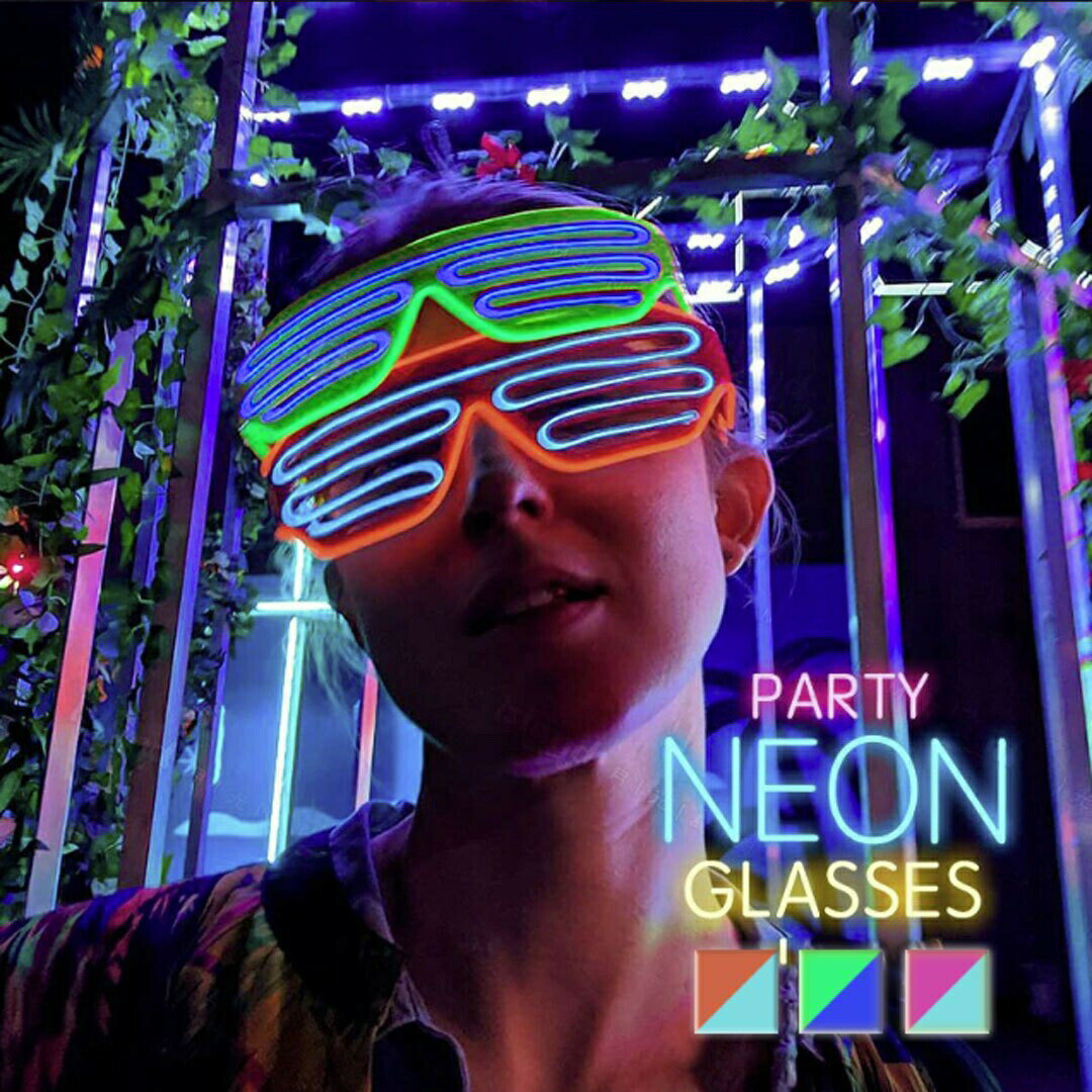 【人気商品】 光るメガネ サングラス ライト付き パーティーグッズ ネオンライト メンズ レディース 調光タイプ ピンク グリーン オレンジ おしゃれメガネ か...