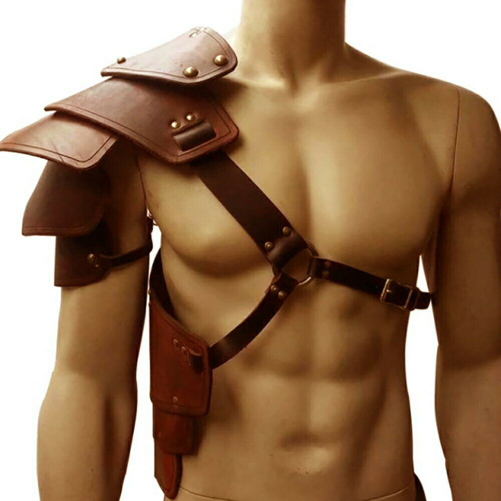 今だけ10%OFF 12/11終了 【楽天1位6冠達成】 コスプレ 片面 肩鎧 戦士 鎧 ーVer2ー ブラウン 衣装 メンズ レディース ファッション 甲冑風...