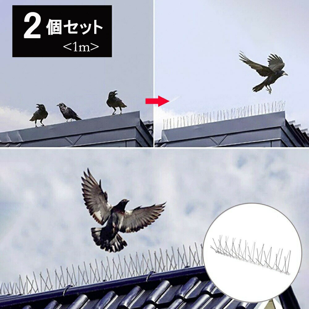 鳥よけ 針金 2個セット 害獣よけ スパイク 猫 ベランダ 玄関 ハト避け 糞害対策 侵入防止 予防 害獣 畑 バード 長さカット 可能 防鳥 カラス対策 からすよけ 家庭菜園 農業用品 資材 田畑 鳥害対策 送料無料 ハト ツバメ バレンタイン