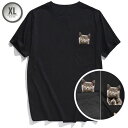 【在庫限り】Tシャツ 猫 ポケット 中指立てる アニマル オルチャン オーバーサイズ 韓国ファッション メンズ レディース XLサイズ シンプル 人気 おしゃれ...