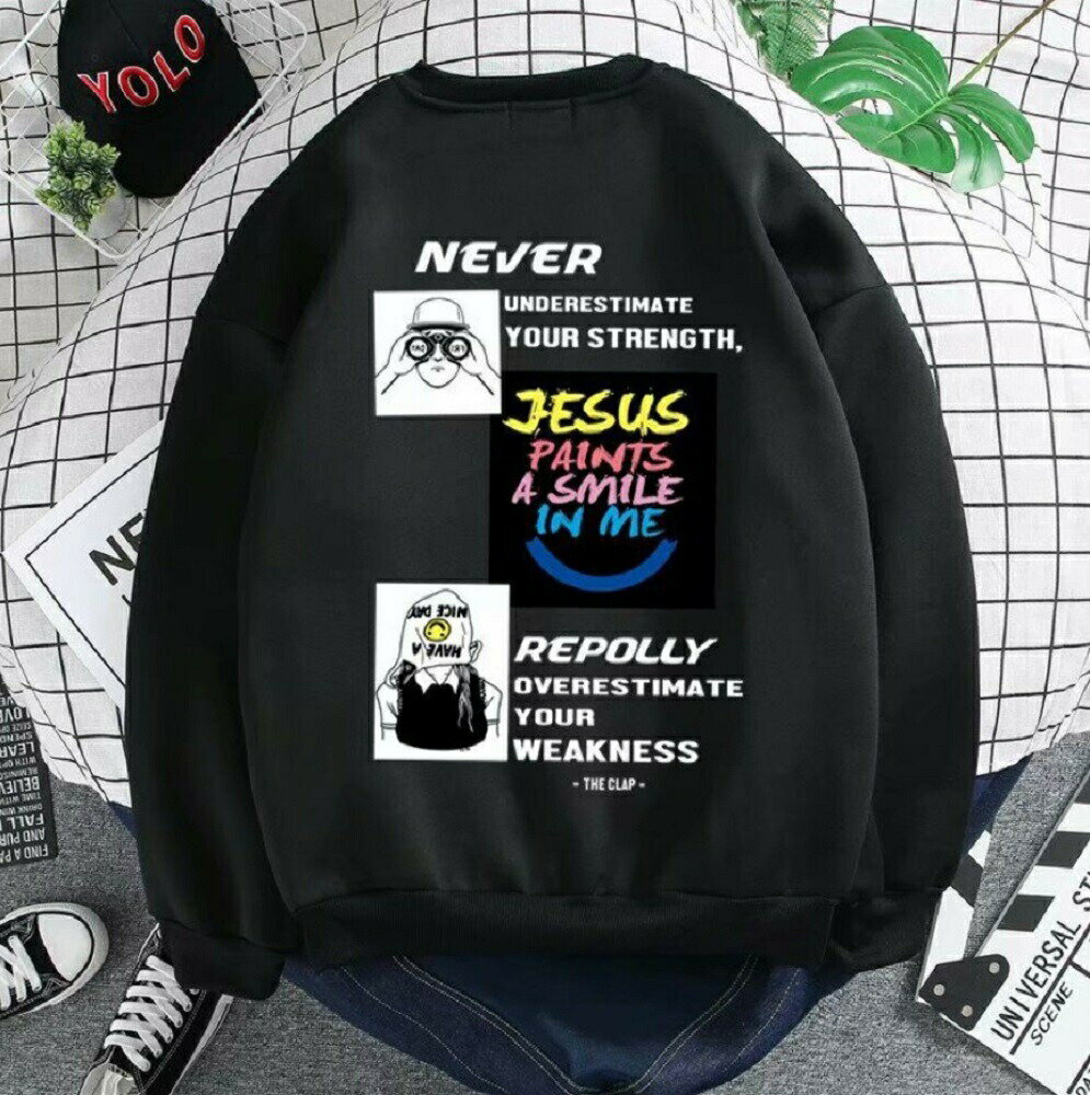 楽天AiO　Online　Store【人気商品】【在庫限り】 トレーナー ロンT Never jesus ネバー ジーザス 韓国ファッション ヒップホップ hip-hop 韓国 オルチャン 韓流 ゴシック ゴスロリ V系 ヴィジュアル系 ロリータ ゴス ダーク系 k-pop 韓流 韓国 Korean ビックシルエット ユニセックス